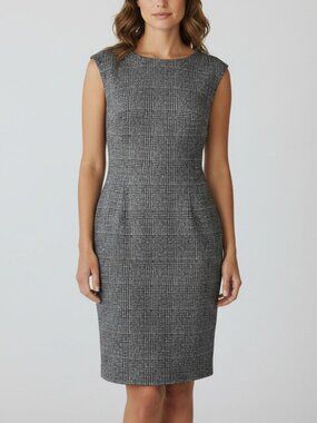 Ralph Lauren Chaps Grey/Black Plaid Short Sleeve Shift Dress